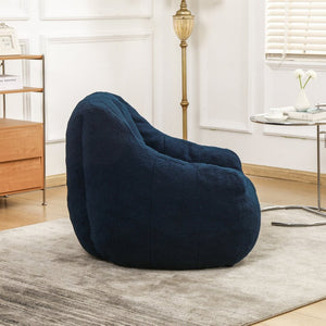 English Elm Bean Bag Chair Oversized Faux Fur Memory Foam Lounge Seat for Dorm or Living Room Dark Blue W2200P243725