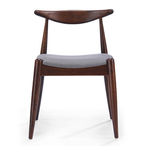 English Elm [video] 5-piece Mid-century Rubberwood Dining Set with Upholstered Chairs for Family Meals Light Gray,Walnut N759S002011D