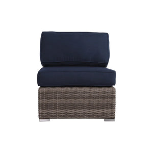 English Elm Fully Assembled Outdoor Wicker Sectional Sunbrella Cushions Aluminum Frame Seats Six B120S00277