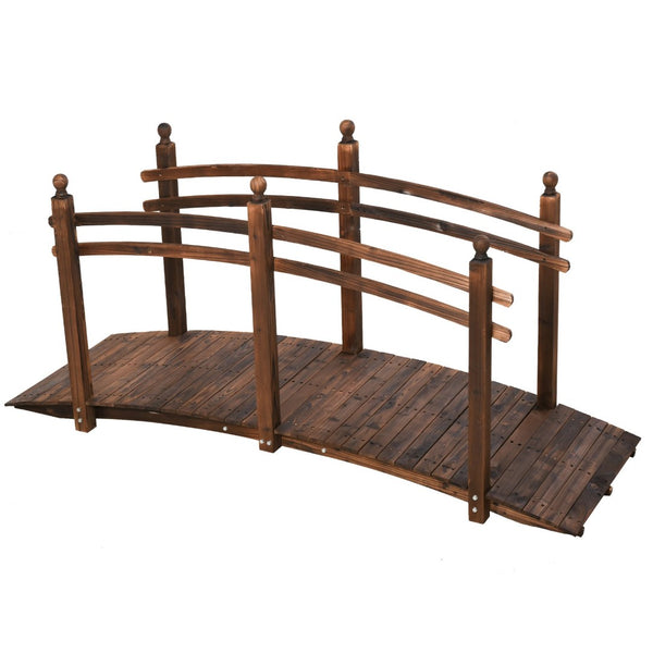 English Elm Outsunny 7.5' Arched Fir Wood Garden Bridge With Side Railings - Perfect For Pathways & Streams W2225P174533-GIGA