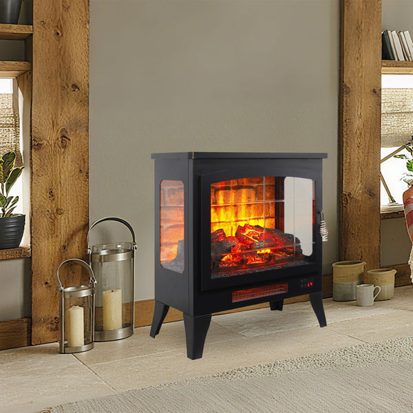 English Elm 21 Inch Three-sided Electric Fireplace Stove with 3d Flame and Remote Control W1769P346175