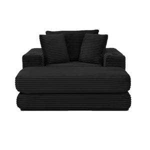 English Elm 52.4'' Boneless Foam Chaise Lounge Convertible Corduroy Sofa Bed for Living Room Black W1117P410664