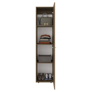 English Elm Kotlik Slim Dark Walnut Wardrobe with Four Shelves for Bedroom or Entryway B097P480459
