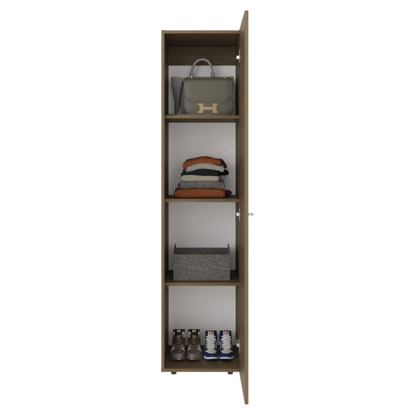 English Elm Kotlik Slim Dark Walnut Wardrobe with Four Shelves for Bedroom or Entryway B097P480459