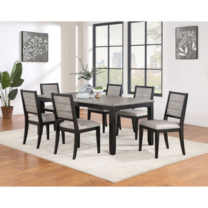 English Elm Centera Stylish 7-Piece Dining Table Set With Extension Leaf & Plush Dove-Gray Upholstered Chairs B062S01226