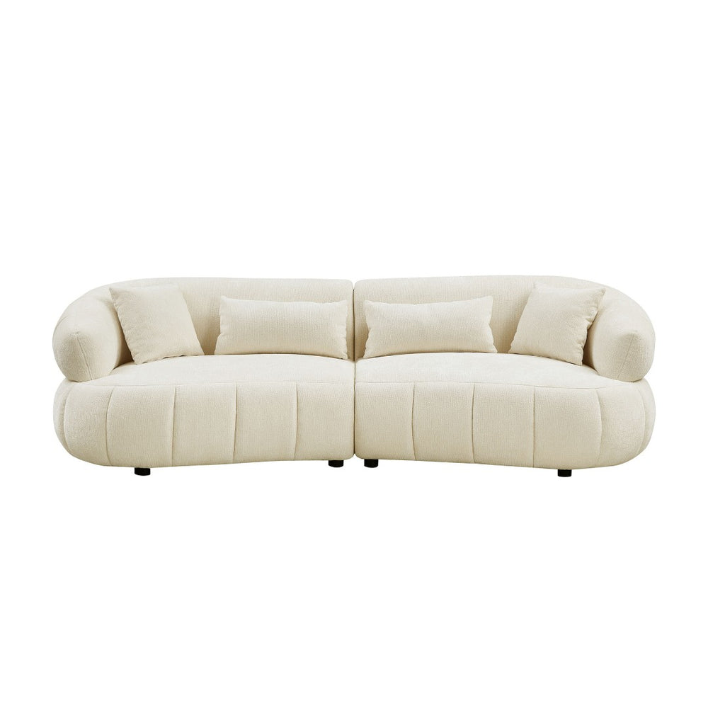 English Elm 102.36 Inch Curved Boucle Sectional Sofa Four Seat Mid Century Modern Living Room Beige W2582S00189