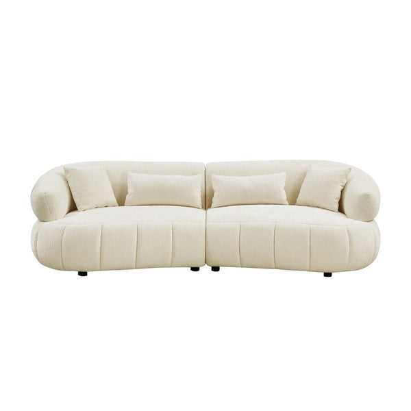 English Elm 102.36 Inch Curved Boucle Sectional Sofa Four Seat Mid Century Modern Living Room Beige W2582S00189
