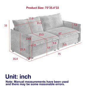 English Elm Corduroy Loveseat Sofa Couch - Plush Upholstered 2-Seat, Deep Comfort With Pillows For Modern Spaces W834S00411