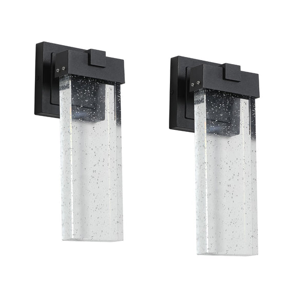 English Elm 2-pack Outdoor Led Wall Sconces Bubble Crystal Aluminum Dusk to Dawn Porch Lights W2312P415986