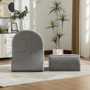 English Elm 24.8 Inch Chenille Armless Accent Chair with Matching Storage Ottoman for Any Room Gray W3098P451469