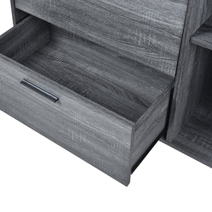 English Elm Christopher Knight Home® - CABINET mid-century modern faux wood storage console with splayed legs, drawers & cubby shelves Grey 67351.00SONGRY