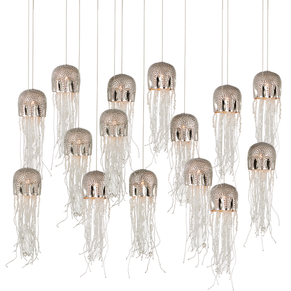 Medusa 15-Light Rectangular Multi-Drop Pendant – Elegant Jellyfish-Inspired Design for Stunning Interiors