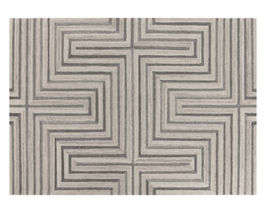 Sunpan Oslow Hand-Tufted Rug - Artisan-Crafted Wool with Unique Maze Pattern in Elegant Beige and Grey Hues 10' X 14'