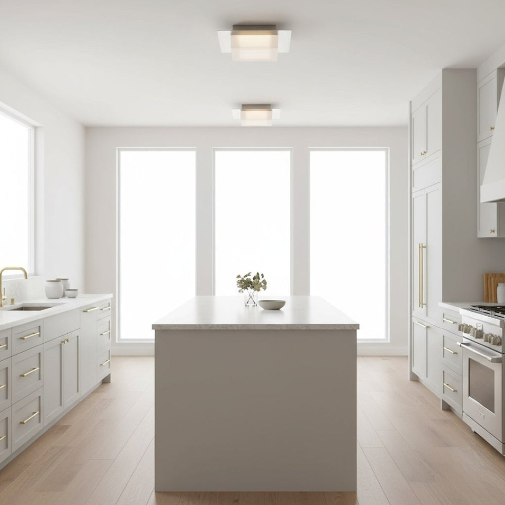 English Elm 8 Inch Square Led Flush Mount Dimmable Ceiling Light with Selectable Color Temperature Chrome B370P399079