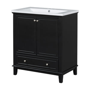 English Elm 30" Bathroom Vanity With Sink Combo - Modern Black Cabinet, Spacious Storage & Durable Design SY999606AAB-6