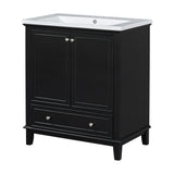 English Elm 30" Bathroom Vanity With Sink Combo, Multi-Functional Bathroom Cabinet With Doors and Drawer, Solid Frame and Mdf Board, Black