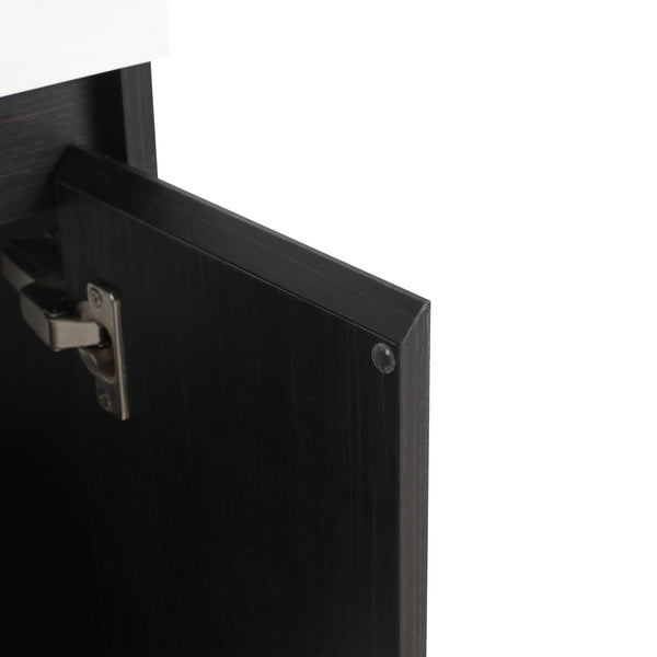 English Elm 24 Inch Bathroom Cabinet Resin Sink Vanity with Soft-Close Doors, Beveled Handle, Water-Resistant Finish Black Chestnut W999P228747