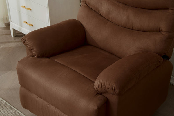 English Elm Manual Recliner Chair with Overstuffed Pillow Arms, Breathable Microfiber, Sleek Contemporary Comfort Brown B205P327484