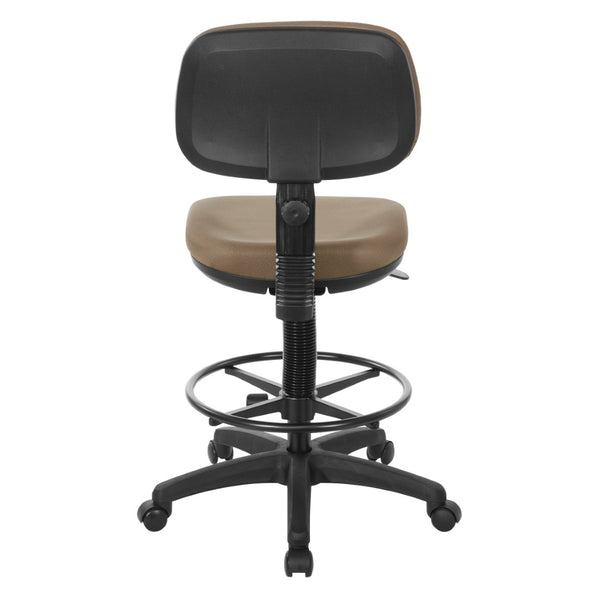 OSP Home Furnishings Sculptured Ergonomic Drafting Chair with Pneumatic Lift Adjustable Footrest and Chrome Base DC517-232