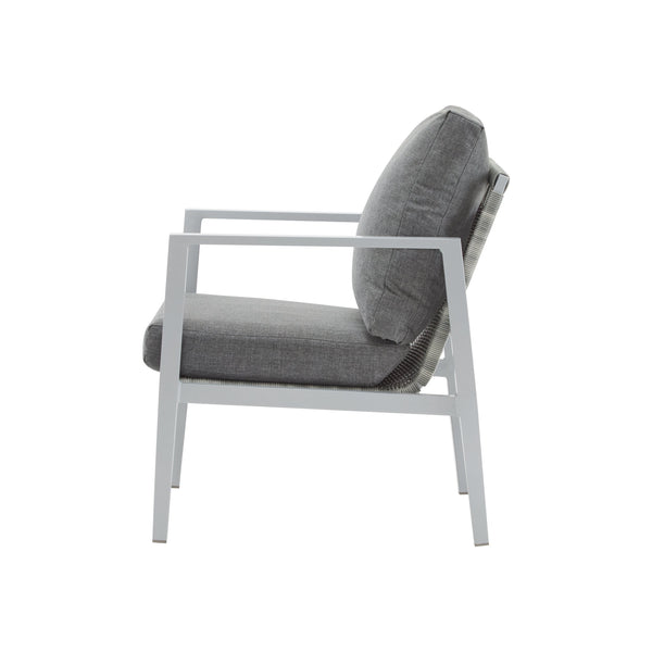 English Elm Christopher Knight Home® - Silver Aluminum Lounge Chair with Gray Cushions, Rope Accents, Weather-Resistant Frame for Patio Comfort and Style N767P237034W