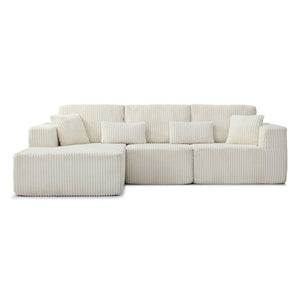 English Elm 109'' Modular Cloud Sectional Corduroy Couch Deep Seat L-shape for Living Room W1117S00311