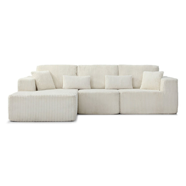 English Elm 109'' Modular Cloud Sectional Corduroy Couch Deep Seat L-shape for Living Room W1117S00311