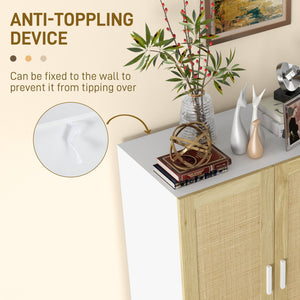 English Elm Homcom Versatile Buffet Cabinet With Rattan Doors, Adjustable Shelves & Boho Charm For Any Space W2225P217719