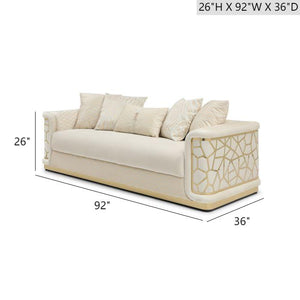 English Elm Talia Sofa with Kiln-Dried Hardwood Frame, Patterned Accents & Gloss Brass Trim for Modern Living Room Ivory 35 L x 26 W x 92 H B078P301556