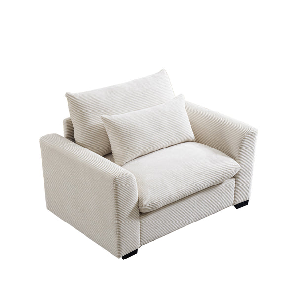 English Elm Beige Corduroy Deep Seat Accent Chair - Plush Comfort With Lumbar Support For Living Rooms & Offices W714S00635