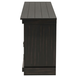 English Elm Castleton Farmhouse Pine Media Console with Six Compartments for Living Room Entertainment Dark Brown B062P448014