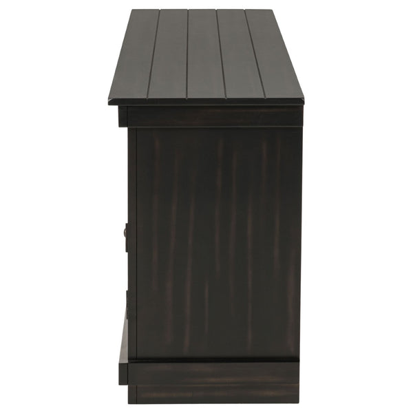 English Elm Castleton Farmhouse Pine Media Console with Six Compartments for Living Room Entertainment Dark Brown B062P448014