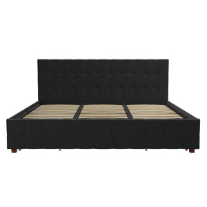 English Elm Upholstered Velvet Storage Bed with Tufted Headboard and Four Drawers for Bedroom B2733S00007