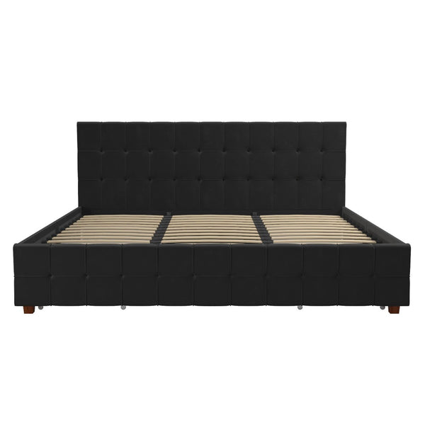 English Elm Upholstered Velvet Storage Bed with Tufted Headboard and Four Drawers for Bedroom B2733S00007