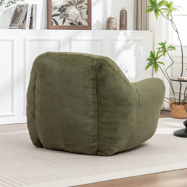 English Elm Bean Bag Chair - Plush Faux Fur Sofa With Back Support, Perfect For Any Room, Adults & Kids - Green W2200P326891
