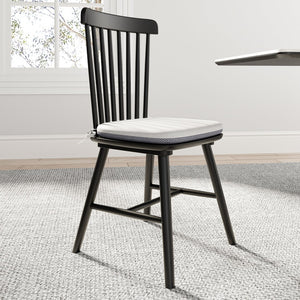 English Elm Farmhouse Solid Wood Kitchen Chairs Pair with Removable Washable Cushions and Ergonomic Windsor Backrest Black+Grey T3833P366667