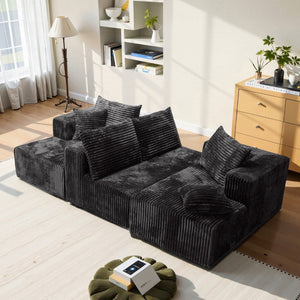 English Elm U-shaped Modular Sectional Corduroy Low-profile Sofa for Spacious Family Lounging W3653P416411