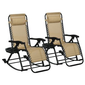 English Elm Outsunny 2-Piece Zero Gravity Rocking Chairs Set With Cup Holder & Pillow – Foldable, Portable Comfort W2225P174343-GIGA