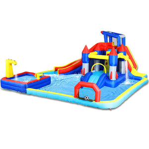 English Elm 10 in 1 Inflatable Backyard Water Park with Slide Bounce Zone Climbing Wall Pool W167790000