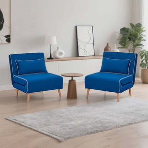 English Elm Canon Foldable Velvet Sectional Sofa Bed - Space-Saving, Quick-Convert To Twin Beds, 3-Position Comfort W3391S00012