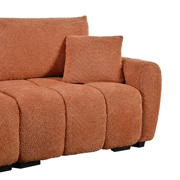 English Elm [video] Boucle Modular L-shaped Sectional with Ottoman Pull-line Cushions Living Room N723S1008G