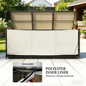 English Elm Garden Pe Rattan Wicker Outdoor Deck Box 175 Gallon Waterproof Patio Storage T3971P503388