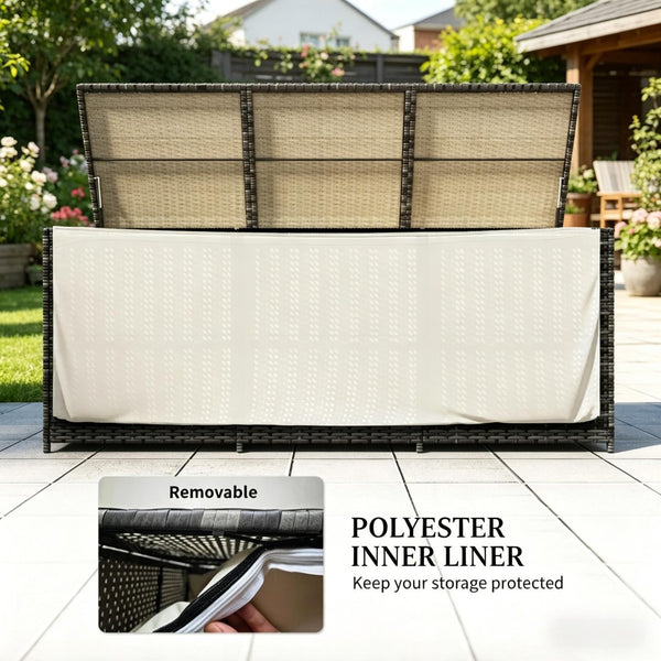 English Elm Garden Pe Rattan Wicker Outdoor Deck Box 175 Gallon Waterproof Patio Storage T3971P503388