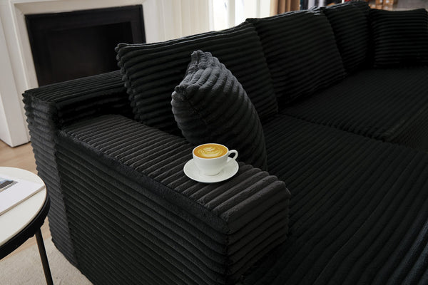 English Elm L-Shaped Modular Cloud Sectional Sofa - Instant Comfort, Durable Corduroy Sleeper For Any Room W2339P294921