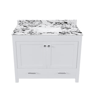 English Elm Modern 43 Inch Bathroom Vanity Solid Wood Cabinet with Soft Close Drawers Storage W509S00171