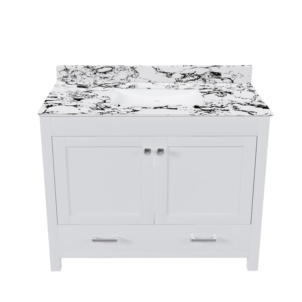 English Elm Modern 43 Inch Bathroom Vanity Solid Wood Cabinet with Soft Close Drawers Storage W509S00171
