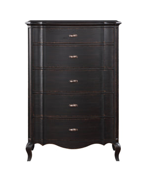 English Elm Chelmsford Antique Black Chest with 5 Soft-Close Felt-Lined Drawers, Wooden Cabriole Legs, 70lb Top B2726P283821