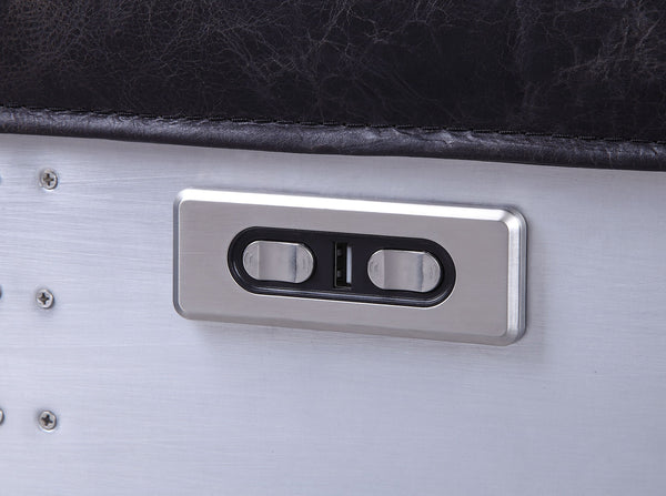 English Elm Misezon Dark Brown Top Grain Leather Power Recliner with Aluminum Frame, Pillow Arms & Full Foam Comfort B2726P280178