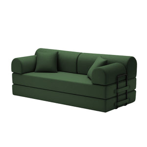 English Elm Convertible Corduroy Floor Sofa Folds Flat as Sleeper Daybed for Studio Living Green W5532P438819