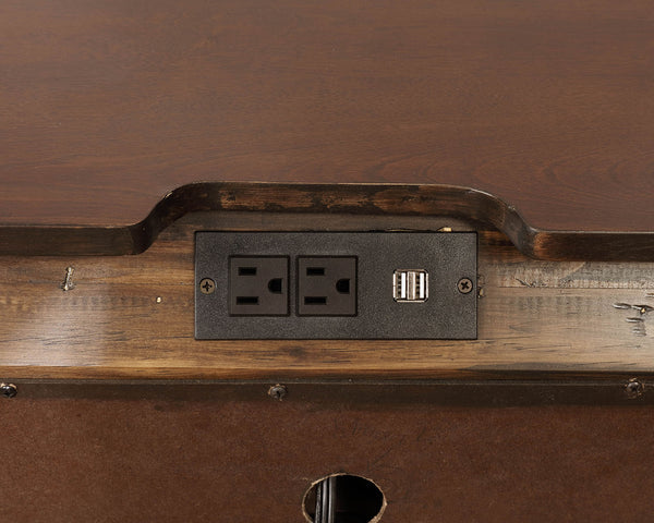 English Elm 3 Drawer Nightstand Brown Cherry with USB Power Outlet, LED Under-Drawer Lighting, Solid Wood Design B016P355925