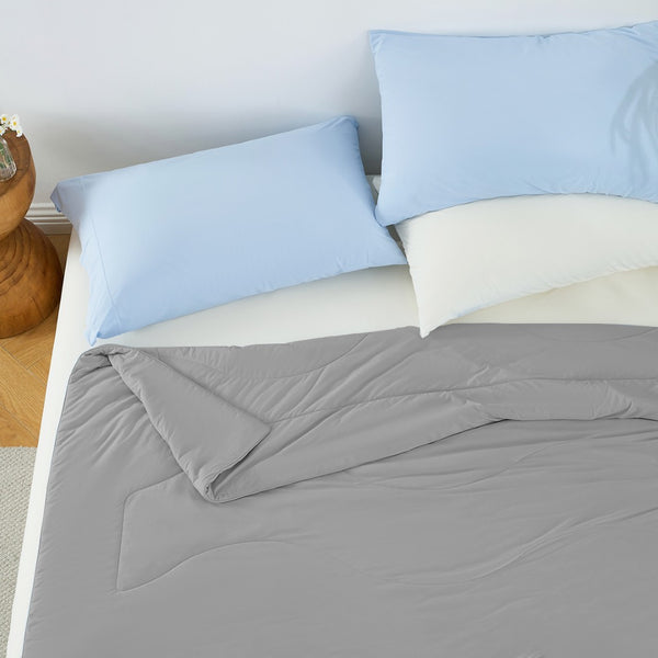 English Elm 1-piece Queen Cooling Comforter Nylon Spandex Shell Wave Quilted Breathable Lightweight Fill Gray B035P408408